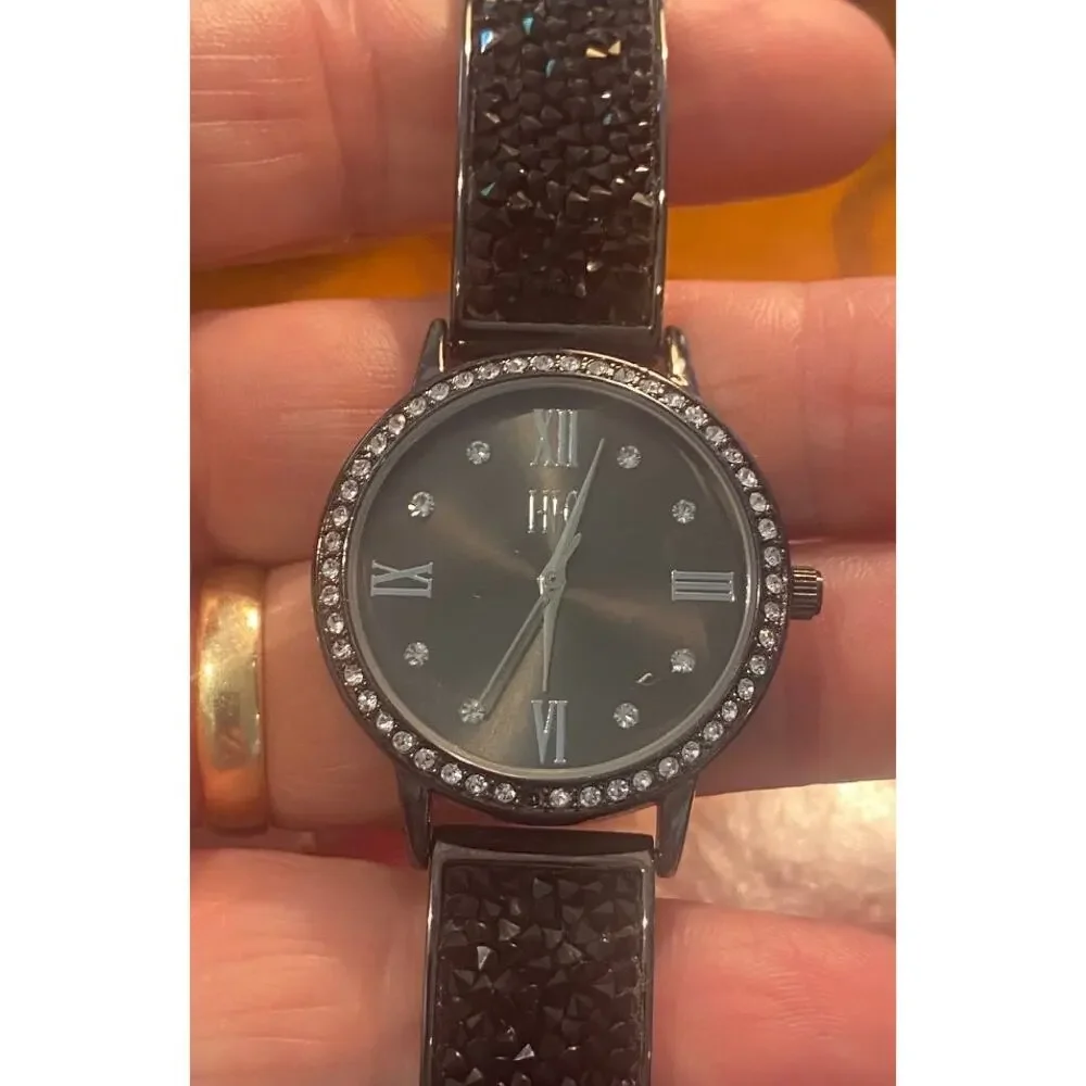 Women's 35mm Gun Metal Tone INC Watch, Crystal Accents